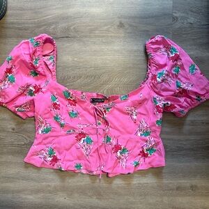 Zara Pink Floral Crop Top
